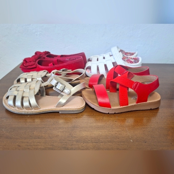 Lot Of 4 Red White Gold Toddler Baby Girls Sandals Shoes Size 7 - Picture 5 of 5